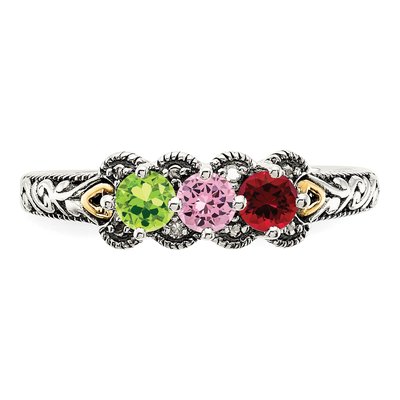 Sterling Silver & 14K Gold Diamond Mother's Ring – view 5