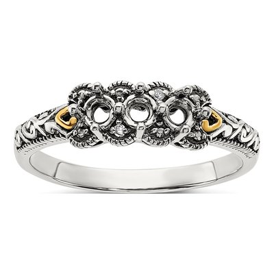 Sterling Silver & 14K Gold Diamond Mother's Ring – view 8