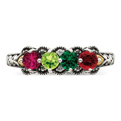 Sterling Silver & 14K Gold Diamond Mother's Ring Semi-Mount – view 5
