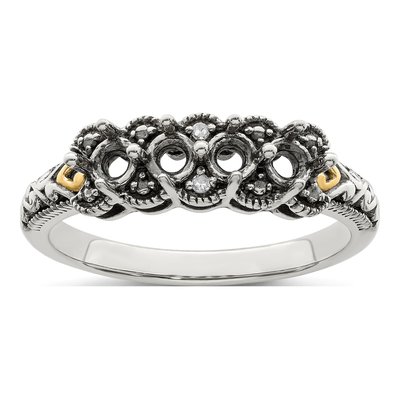 Sterling Silver & 14K Gold Diamond Mother's Ring Semi-Mount – view 8