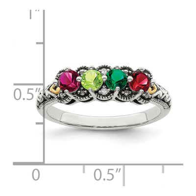 Sterling Silver & 14K Gold Diamond Mother's Ring – view 6