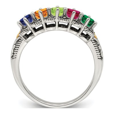 Sterling Silver & 14K Gold Diamond 5-Stone Mother's Ring Semi-Mount – view 3