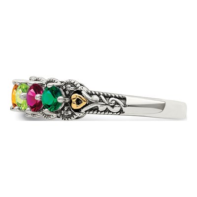Sterling Silver & 14K Gold Diamond 5-Stone Mother's Ring Semi-Mount – view 4