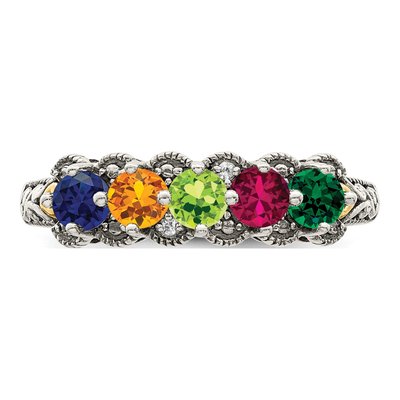 Sterling Silver & 14K Gold Diamond Mother's Ring – view 5