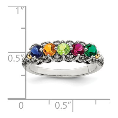 Sterling Silver & 14K Gold Diamond Mother's Ring – view 7