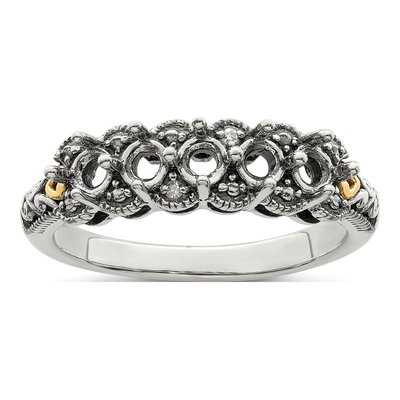 Sterling Silver & 14K Gold Diamond Mother's Ring – view 8