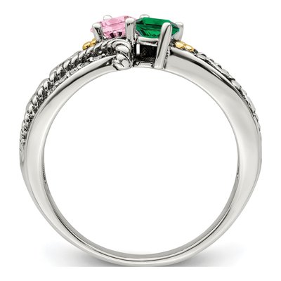 Sterling Silver & 14K Gold Diamond Mother's Ring Semi-Mount – view 3