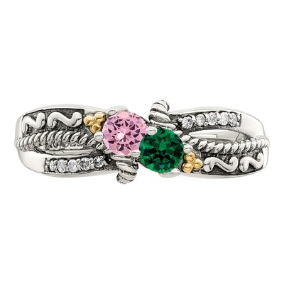 Sterling Silver & 14K Gold Diamond Mother's Ring Semi-Mount – view 5