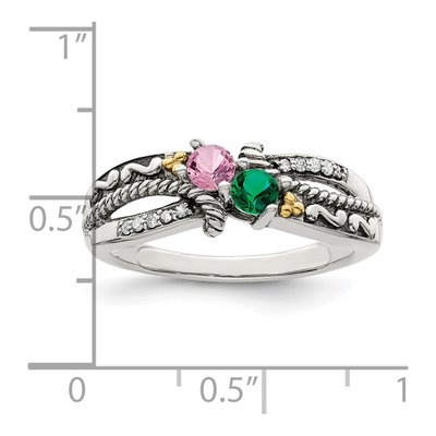 Sterling Silver & 14K Gold 1/20 ct tw Diamond Mother's Ring – view 6