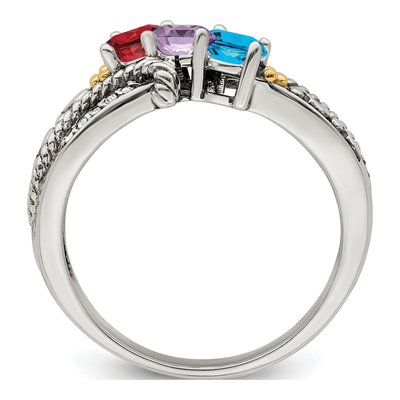 Sterling Silver & 14K Gold Diamond Mother's Ring Semi-Mount – view 3
