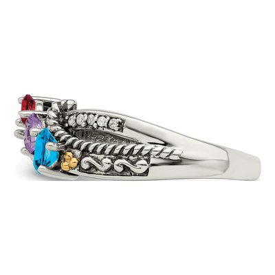 Sterling Silver & 14K Gold Diamond Mother's Ring Semi-Mount – view 4