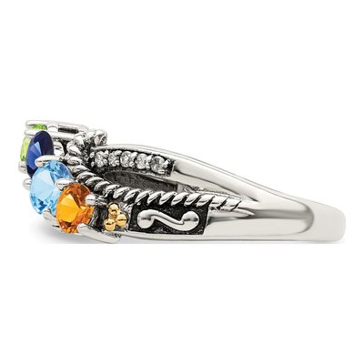 Sterling Silver & 14K Gold Diamond Mother's Ring Semi-Mount – view 4