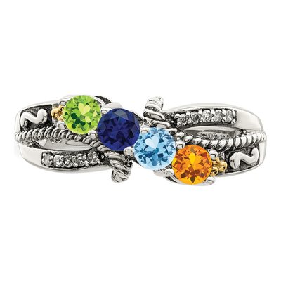 Sterling Silver & 14K Gold Diamond Mother's Ring Semi-Mount – view 5
