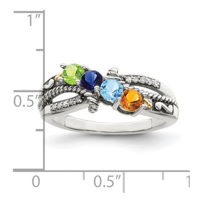 Sterling Silver & 14K Gold 1/20 ct tw Diamond Mother's Ring – view 6