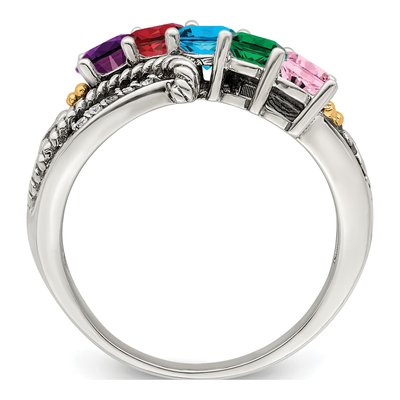 Sterling Silver & 14K Gold Diamond Mother's Ring Semi-Mount – view 3