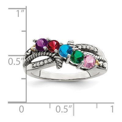 Sterling Silver & 14K Gold Diamond Mother's Ring Semi-Mount – view 7