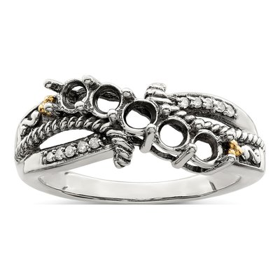 Sterling Silver & 14K Gold Diamond Mother's Ring Semi-Mount – view 8