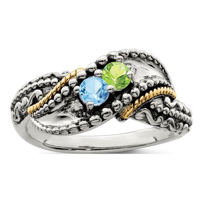 Sterling Silver & 14K Gold Diamond Mother's Ring Semi-Mount – view 2