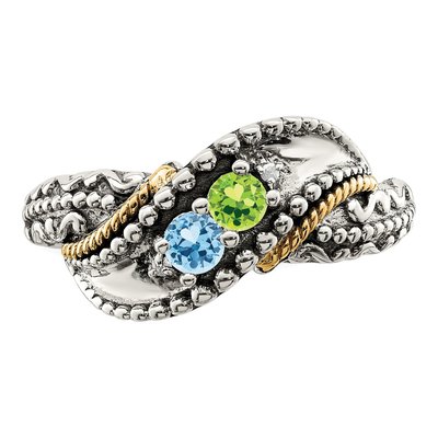 Sterling Silver & 14K Gold Diamond Mother's Ring Semi-Mount – view 5