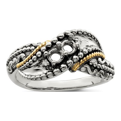Sterling Silver & 14K Gold Diamond Mother's Ring Semi-Mount – view 8