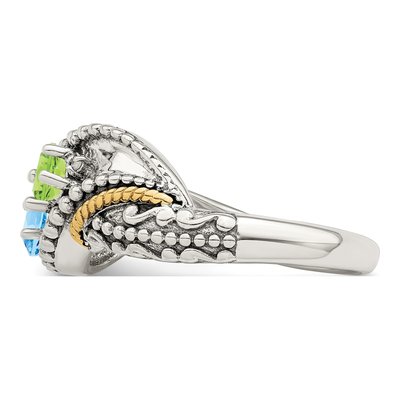 Sterling Silver & 14K Gold Diamond Personalized 2-Stone Mother's Ring – view 4