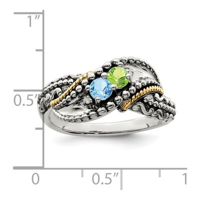 Sterling Silver & 14K Gold Diamond Personalized 2-Stone Mother's Ring – view 6