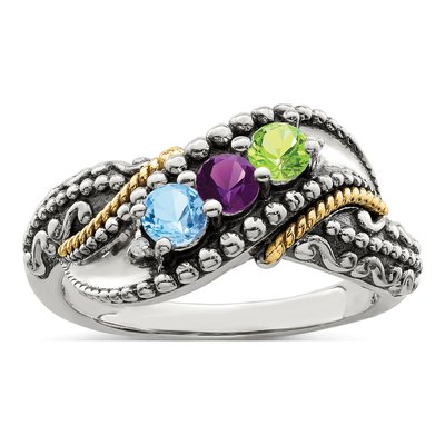 Sterling Silver & 14K Gold Diamond Mother's Ring Semi-Mount – view 2