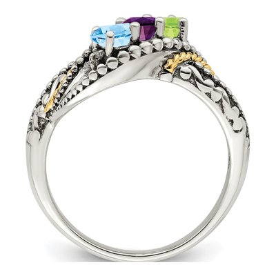 Sterling Silver & 14K Gold Diamond Mother's Ring Semi-Mount – view 3