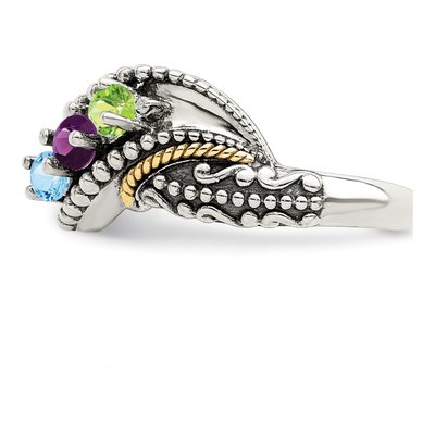 Sterling Silver & 14K Gold Diamond Mother's Ring Semi-Mount – view 4