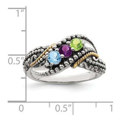 Sterling Silver & 14K Gold Diamond Mother's Ring – view 6