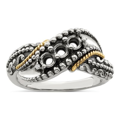 Sterling Silver & 14K Gold Diamond Mother's Ring – view 8