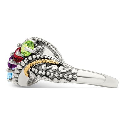 Sterling Silver & 14K Gold Diamond 4-Stone Mother's Ring Semi-Mount – view 4