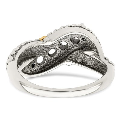 Sterling Silver & 14K Gold Diamond 4-Stone Mother's Ring Semi-Mount – view 7