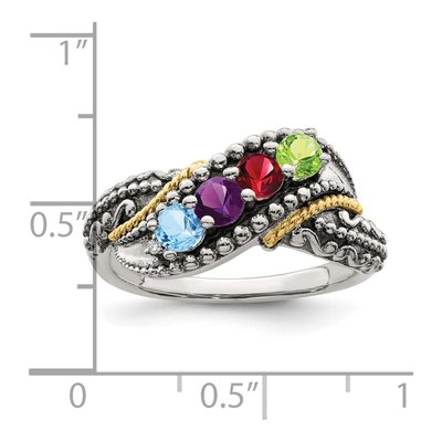 Sterling Silver & 14K Gold Diamond Personalized Mother's Ring – view 8