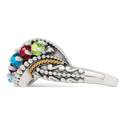 Sterling Silver & 14K Gold Diamond 5-Stone Mother's Ring Semi-Mount – view 4