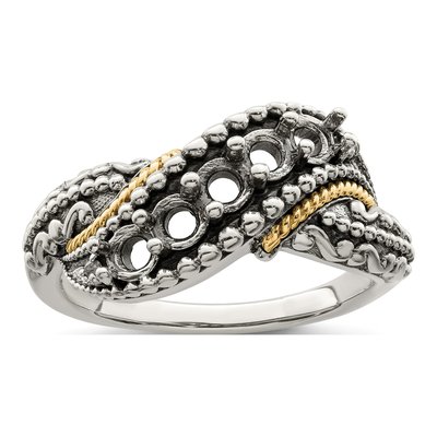 Sterling Silver & 14K Gold Diamond Mother's Ring – view 8