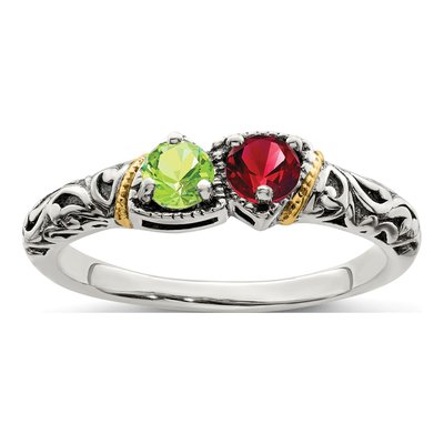 Sterling Silver & 14K Gold Mother's Ring Mounting – view 2