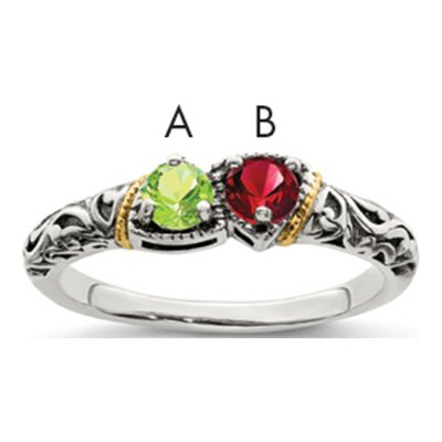 Sterling Silver & 14K Gold Mother's Ring