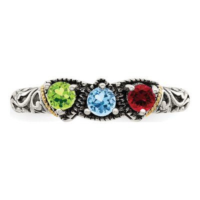 Sterling Silver & 14K Gold Mother's Ring – view 5