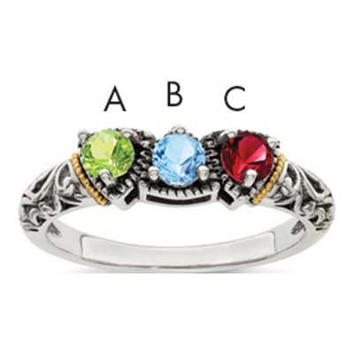 Sterling Silver & 14K Gold Mother's Ring