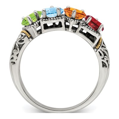 Sterling Silver & 14K Gold 4-Stone Mother's Ring Mounting – view 3