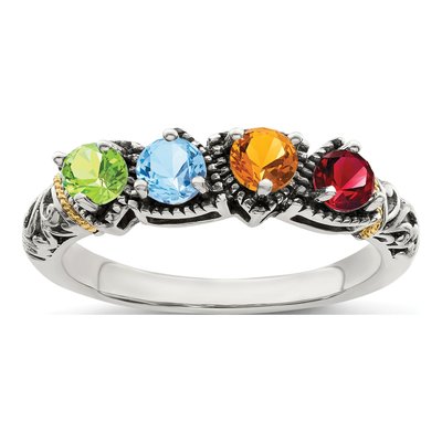 Sterling Silver & 14K Gold Personalized Mother's Ring – view 2