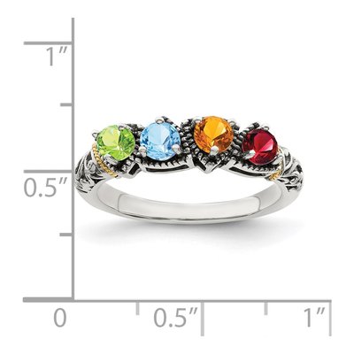 Sterling Silver & 14K Gold Personalized Mother's Ring – view 7