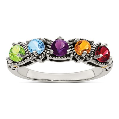 Sterling Silver & 14K Gold 5-Stone Mother's Ring Mounting – view 2