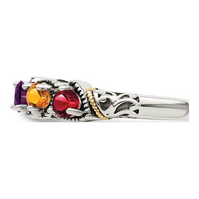 Sterling Silver & 14K Gold 5-Stone Mother's Ring Mounting – view 4