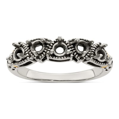 Sterling Silver & 14K Gold 5-Stone Mother's Ring Mounting – view 8