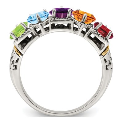 Sterling Silver & 14K Gold 5-Stone Mother's Ring – view 3