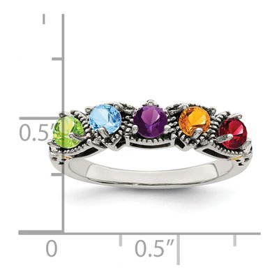Sterling Silver & 14K Gold 5-Stone Mother's Ring – view 6