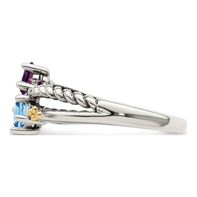 Sterling Silver & 14K Gold Two-Stone Mother's Ring Mounting – view 4