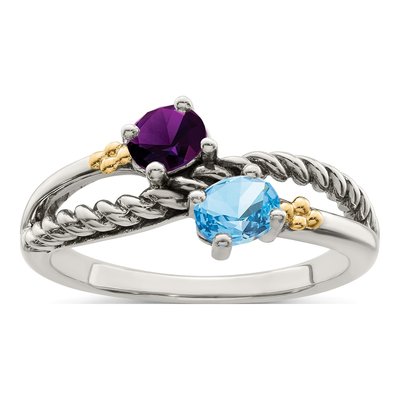 Sterling Silver & 14K Gold Mother's Ring – view 2